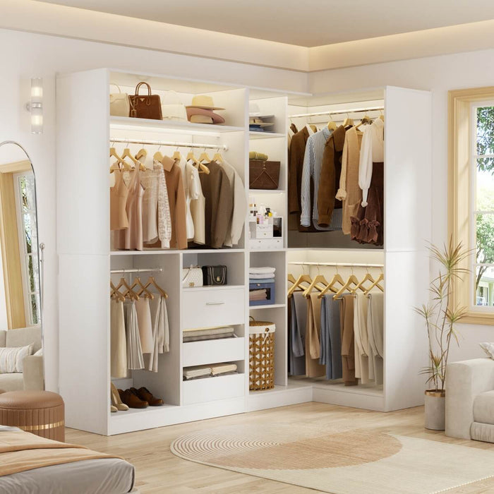 72" Closet System With 3 Drawers, 3 Long Rods And 1 Short Rod