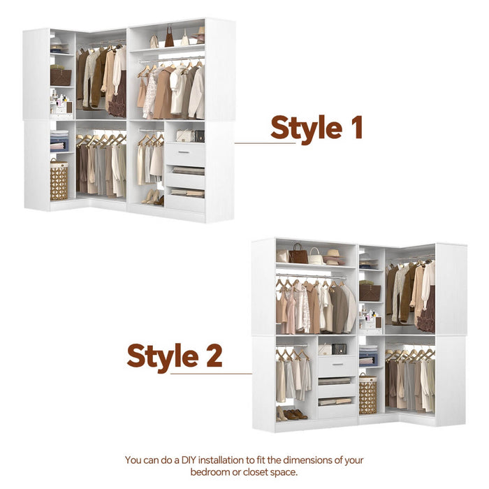 72" Closet System With 3 Drawers, 3 Long Rods And 1 Short Rod