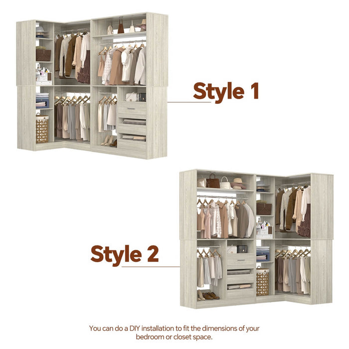 72" Closet System With 3 Drawers, 3 Long Rods And 1 Short Rod