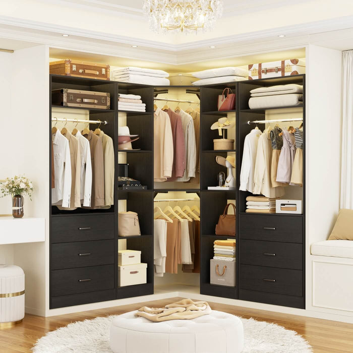 Heavy Duty Corner Closet Organizer System with 6 Drawers and 16 Shelves