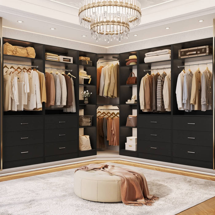 Heavy Duty Corner Closet Organizer System with 6 Drawers and 16 Shelves