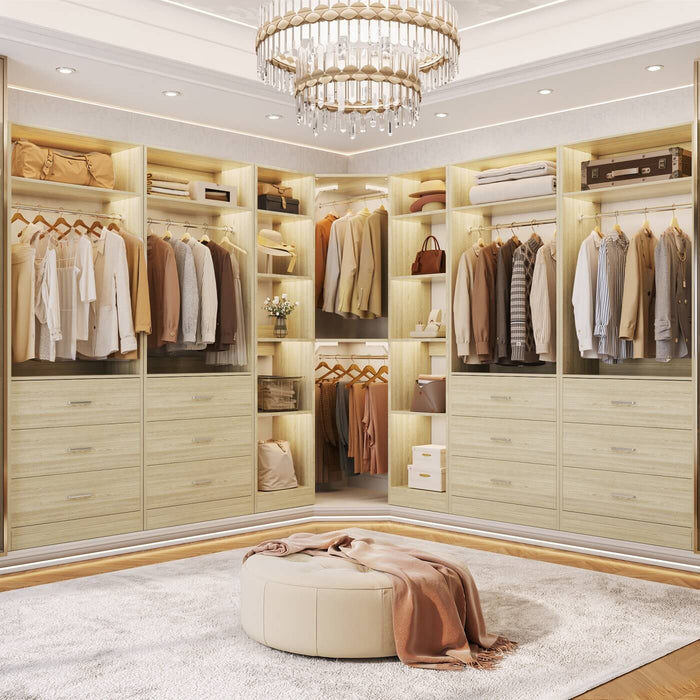 Heavy Duty Corner Closet Organizer System with 6 Drawers and 16 Shelves