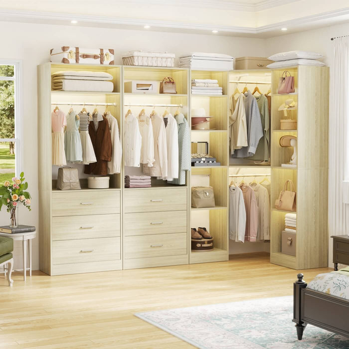 Heavy Duty Corner Closet Organizer System with 6 Drawers and 16 Shelves