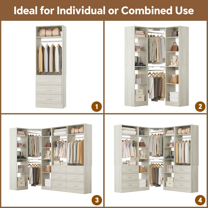 Heavy Duty Corner Closet Organizer System with 6 Drawers and 16 Shelves
