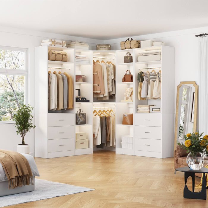 Heavy Duty Corner Closet Organizer System with 6 Drawers and 16 Shelves