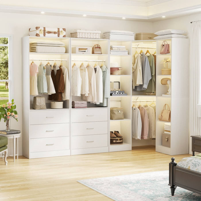 Heavy Duty Corner Closet Organizer System with 6 Drawers and 16 Shelves