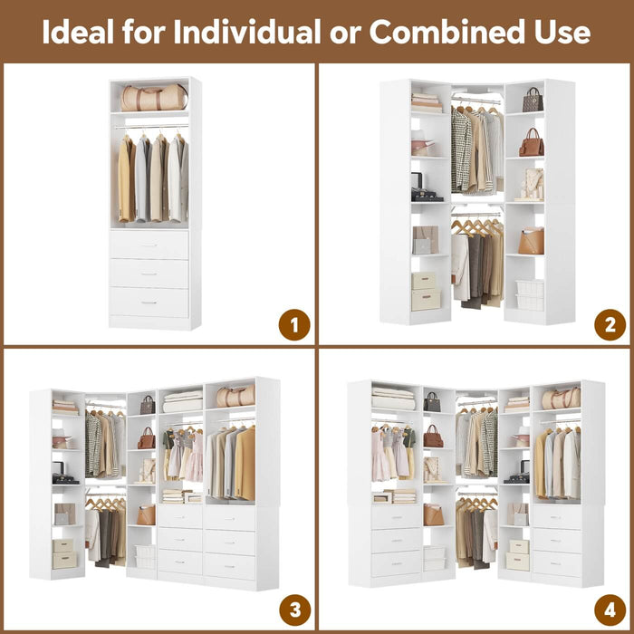 Heavy Duty Corner Closet Organizer System with 6 Drawers and 16 Shelves