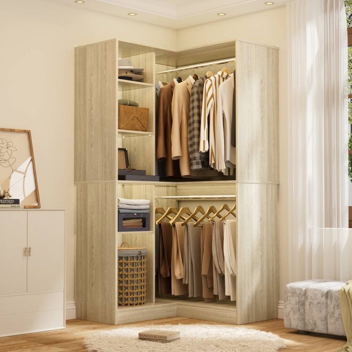 36'' Corner Closet System with 2 Hanging Rods & 5 Storage Shelves, Versatile Storage