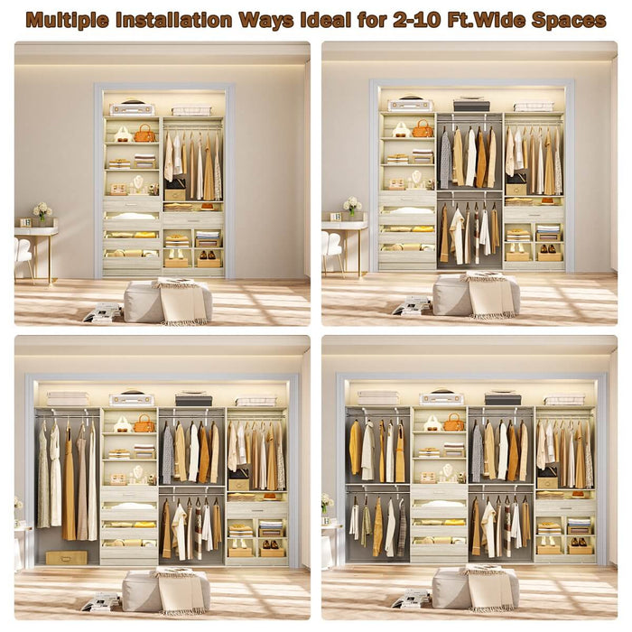 Freestanding Closet Organizer System Set of 2, with 5 Drawers & Hanging Rods