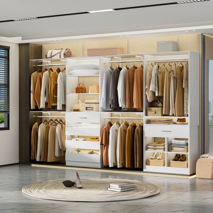 Freestanding Closet Organizer System Set of 2, with 5 Drawers & Hanging Rods