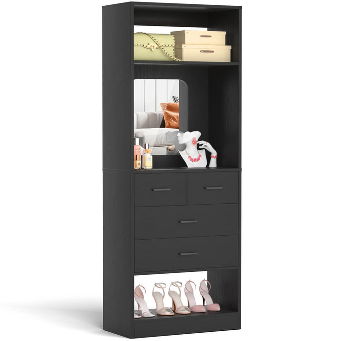 25 Inch Freestanding Closet System with Mirror And Drawers