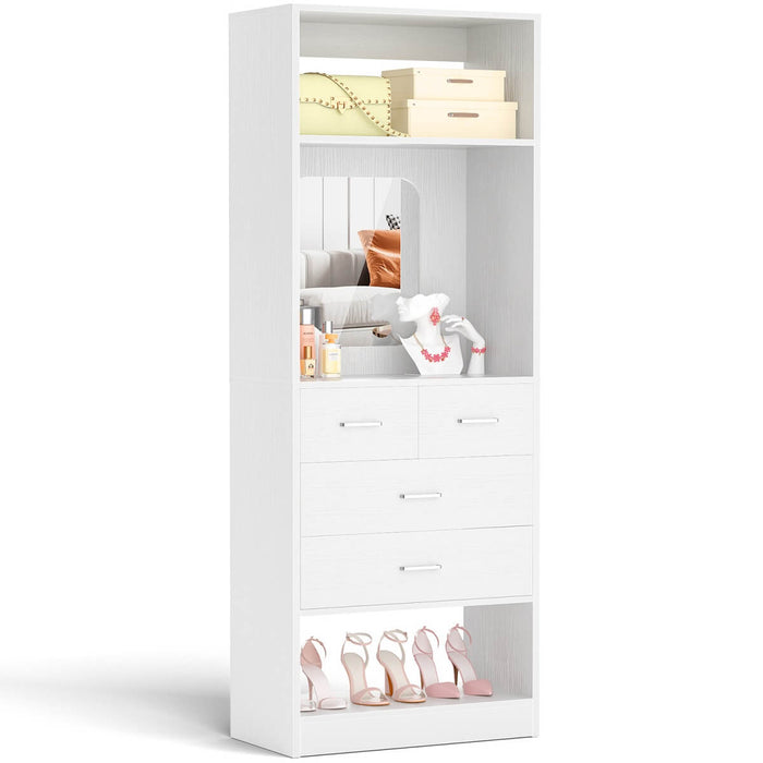 25 Inch Freestanding Closet System with Mirror And Drawers
