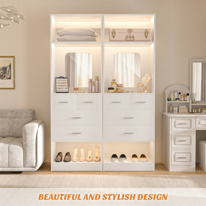 25 Inch Freestanding Closet System with Mirror And Drawers