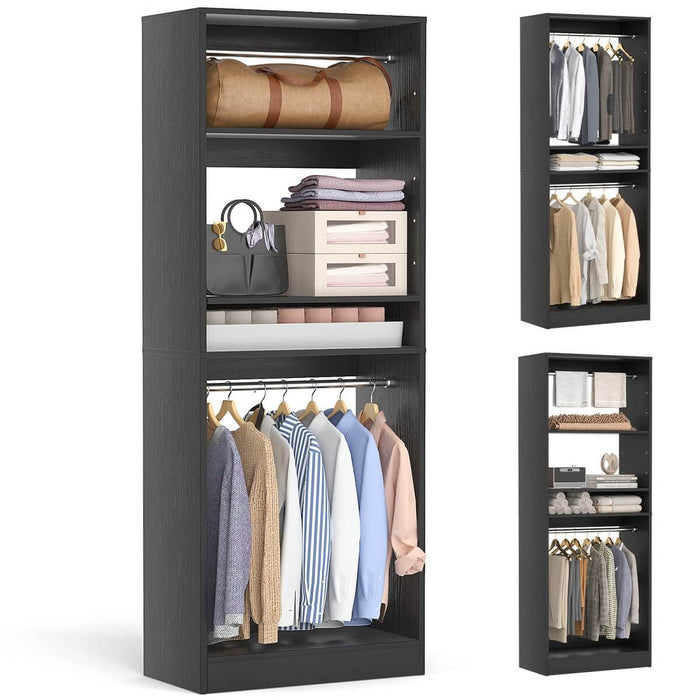 25'' Closet System with 2 Hanging Rods and Adjustable Shelves