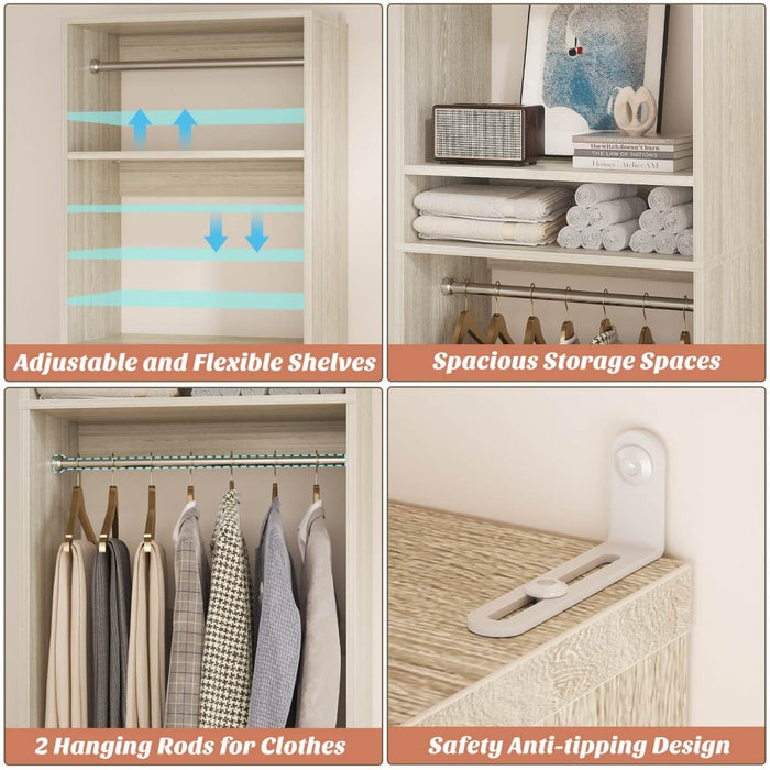 25'' Closet System with 2 Hanging Rods and Adjustable Shelves