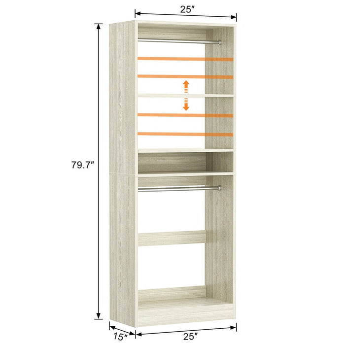 25'' Closet System with 2 Hanging Rods and Adjustable Shelves