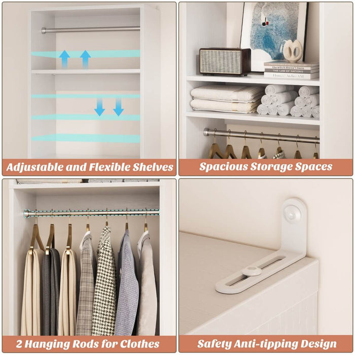 25'' Closet System with 2 Hanging Rods and Adjustable Shelves
