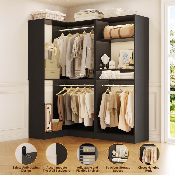 L Shape Corner Closet System 2-Piece Set, 1200 lbs Capacity, 56.5 x 31.5 inches