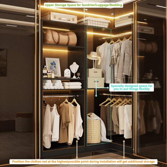 L Shape Corner Closet System 2-Piece Set, 1200 lbs Capacity, 56.5 x 31.5 inches