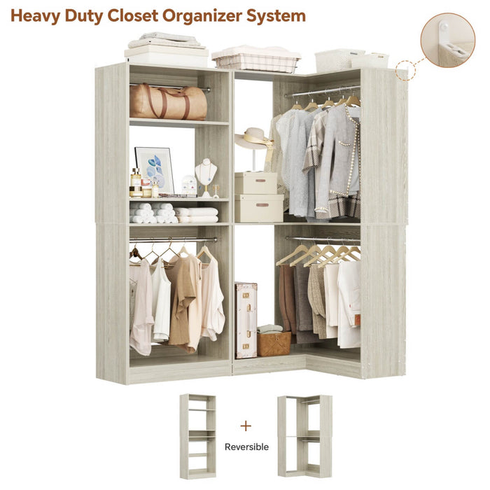 L Shape Corner Closet System 2-Piece Set, 1200 lbs Capacity, 56.5 x 31.5 inches