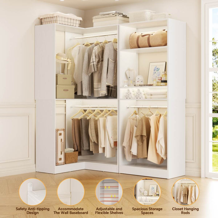L Shape Corner Closet System 2-Piece Set, 1200 lbs Capacity, 56.5 x 31.5 inches