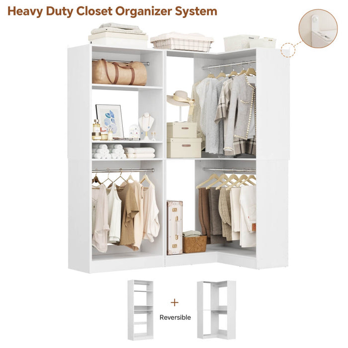 L Shape Corner Closet System 2-Piece Set, 1200 lbs Capacity, 56.5 x 31.5 inches