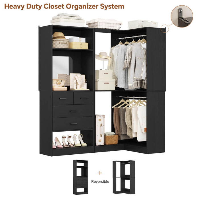 56.5 Inch Corner Closet Organizer System with 4 Drawers