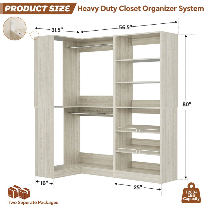 Heavy Duty Corner Closet System Set of 2, with Shoe Closet Tower