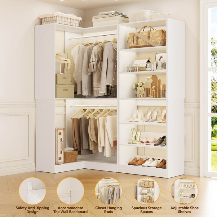 Heavy Duty Corner Closet System Set of 2, with Shoe Closet Tower