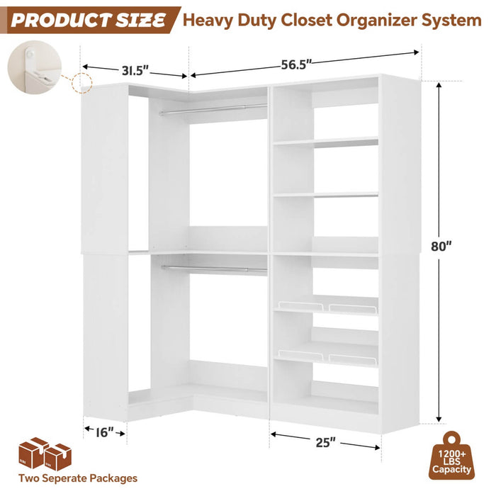 Heavy Duty Corner Closet System Set of 2, with Shoe Closet Tower