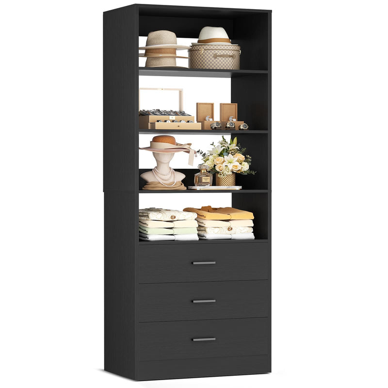 3-Drawer Wood Closet Organizer System, 21.3" Modular Walk-In Closet Storage Cabinet