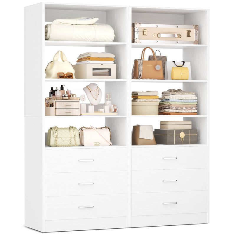 3-Drawer Wood Closet Organizer System, 1.77FT Modular Walk-In Closet Storage Cabinet，2 Pack