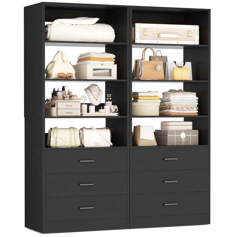 3-Drawer Wood Closet Organizer System, 1.77FT Modular Walk-In Closet Storage Cabinet，2 Pack