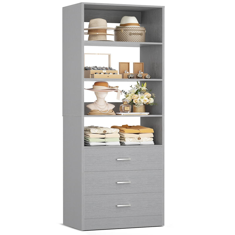 3-Drawer Wood Closet Organizer System, 21.3" Modular Walk-In Closet Storage Cabinet