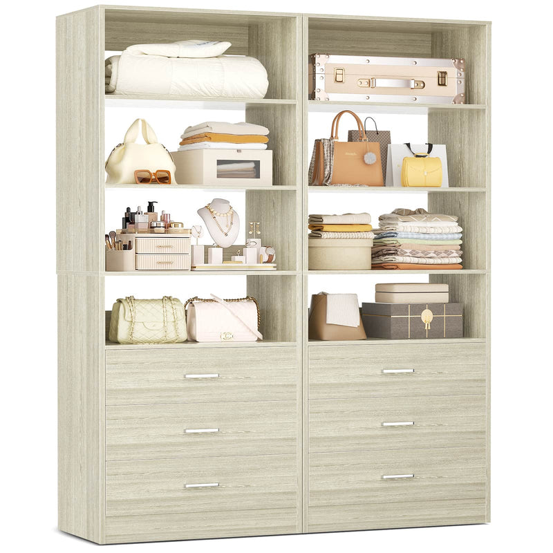 3-Drawer Wood Closet Organizer System, 1.77FT Modular Walk-In Closet Storage Cabinet，2 Pack