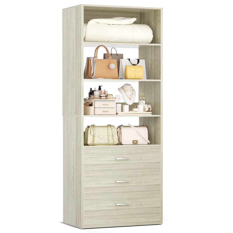 3-Drawer Wood Closet Organizer System, 21.3" Modular Walk-In Closet Storage Cabinet