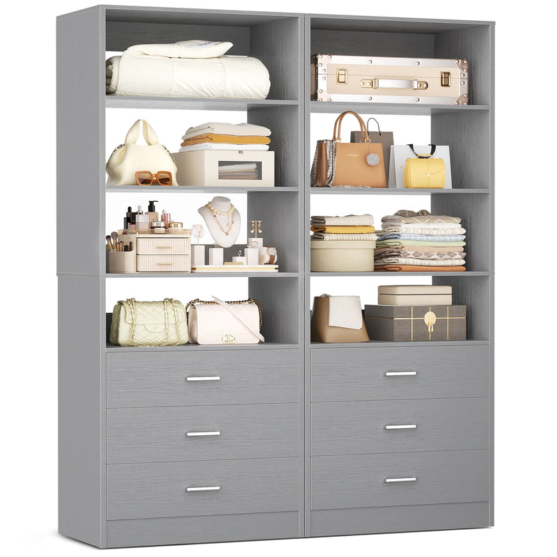 3-Drawer Wood Closet Organizer System, 1.77FT Modular Walk-In Closet Storage Cabinet，2 Pack