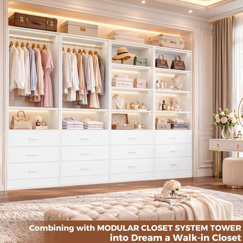 5.32FT Wood Closet Organizer System with 9 Drawers, Modular Walk-In Closet Storage Cabinet