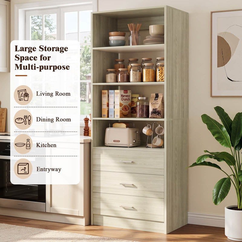 5.32FT Wood Closet Organizer System with 9 Drawers, Modular Walk-In Closet Storage Cabinet