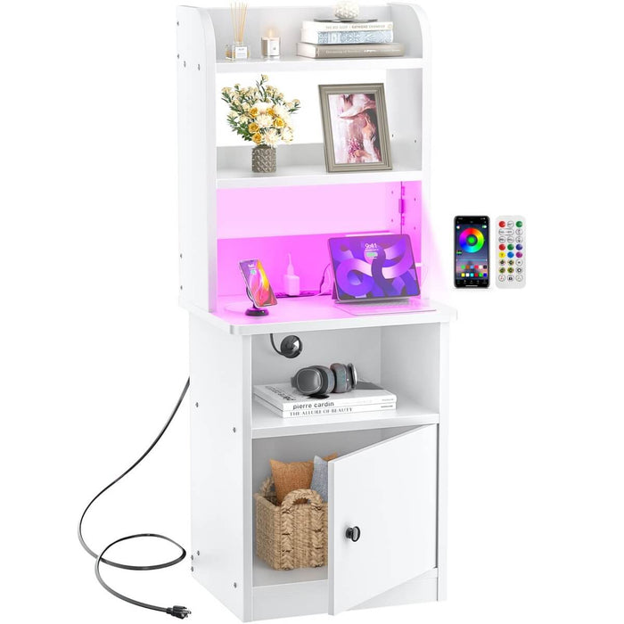 47'' Nightstand with Charging Station and LED Lights