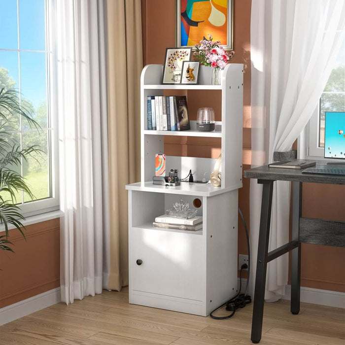 47'' Nightstand with Charging Station and LED Lights