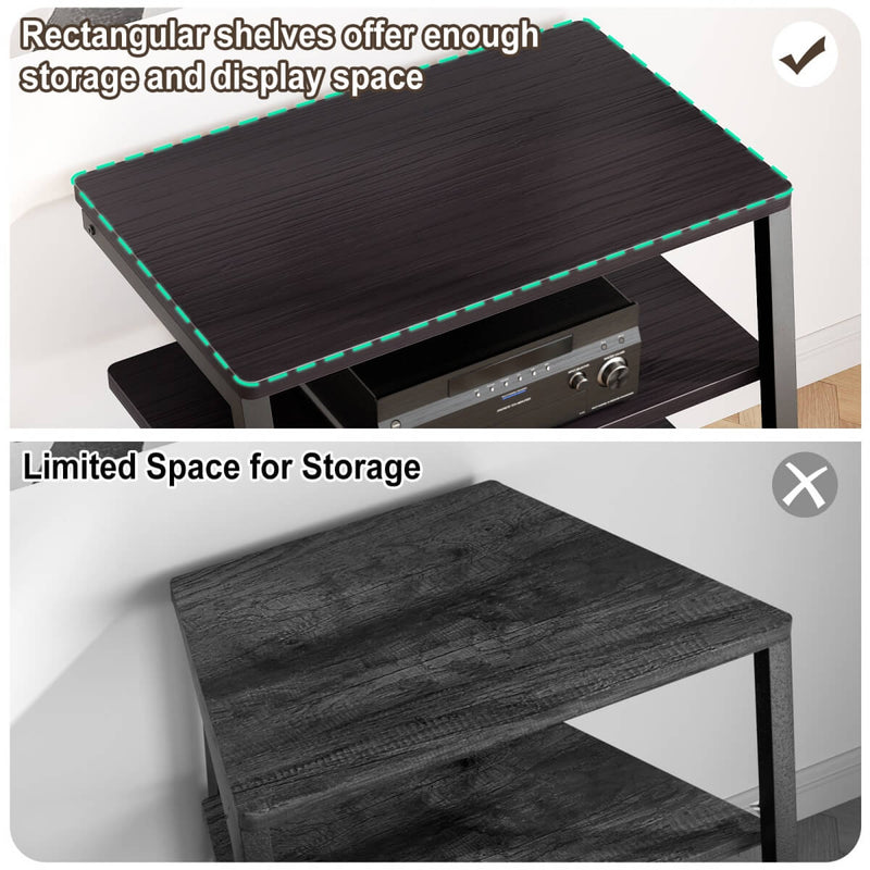 4-Tier Wooden AV Component Media Stand with Power Outlets and LED Lights