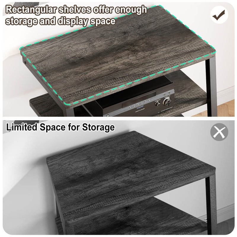 4-Tier Wooden AV Component Media Stand with Power Outlets and LED Lights