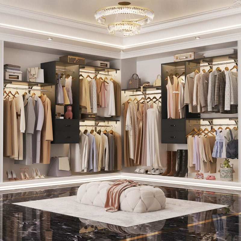 Wall Mounted Closet System with 2 Drawers, Adjustable