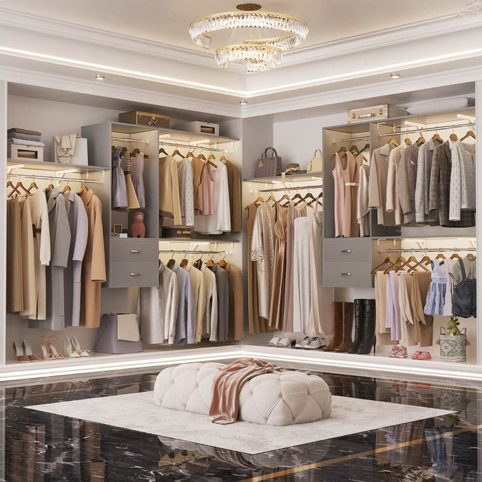 Wall Mounted Closet System with 2 Drawers, Adjustable
