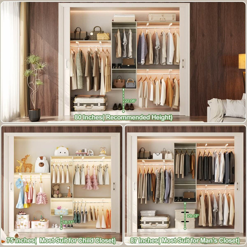 Wall Mounted Closet System with 2 Drawers, Adjustable