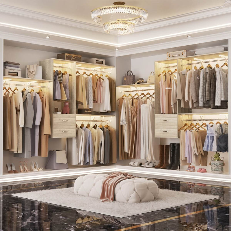 Wall Mounted Closet System with 2 Drawers, Adjustable