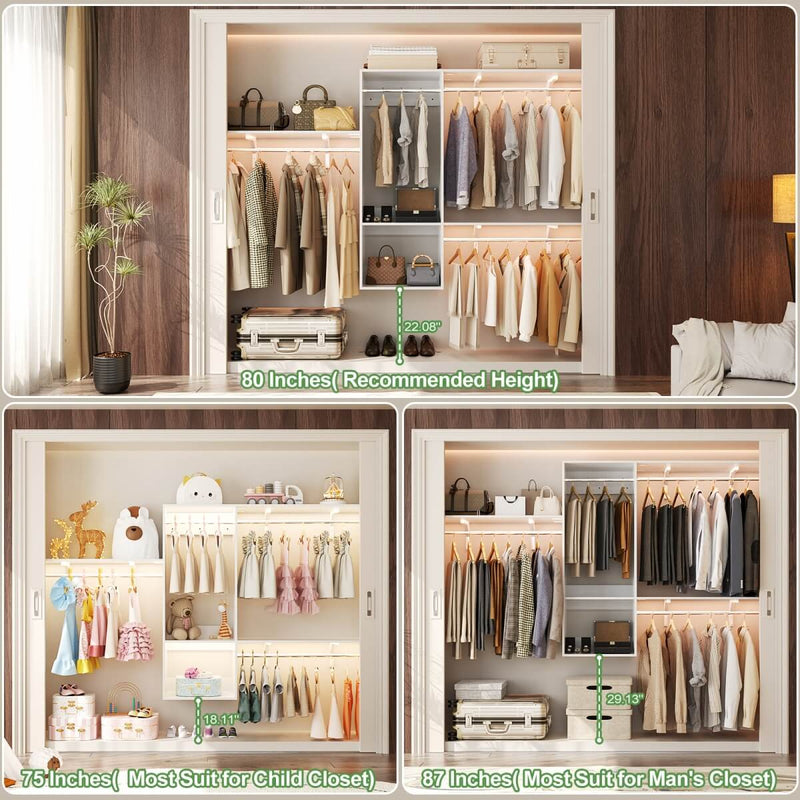 Wall Mounted Closet System with 2 Drawers, Adjustable