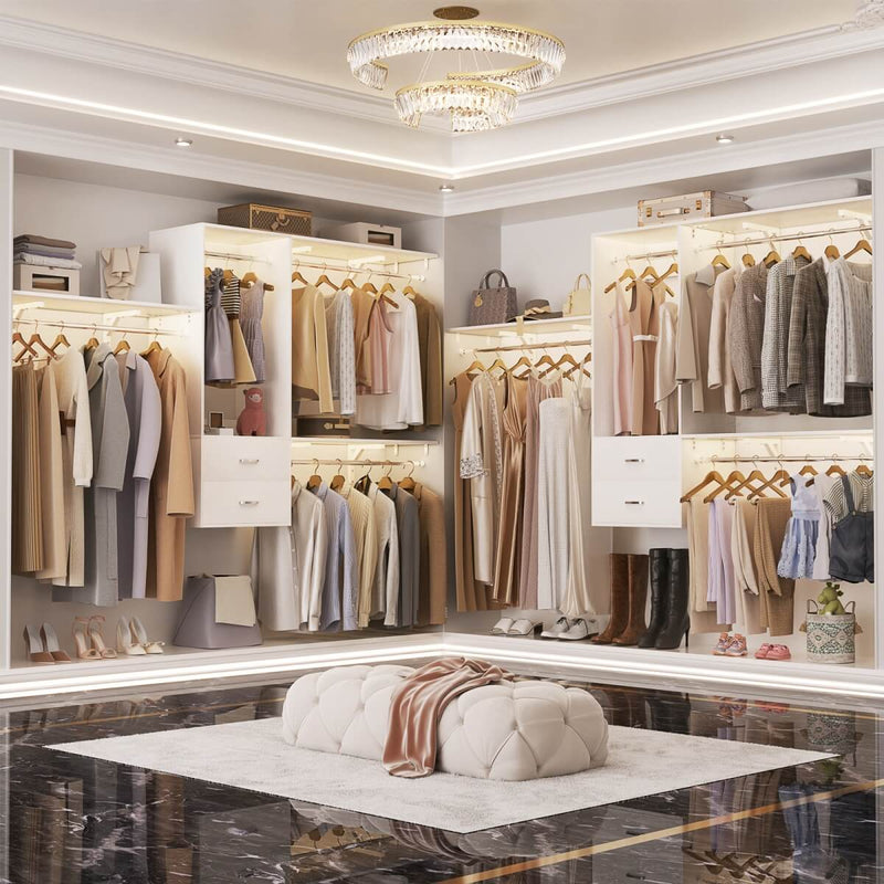 Wall Mounted Closet System with 2 Drawers, Adjustable