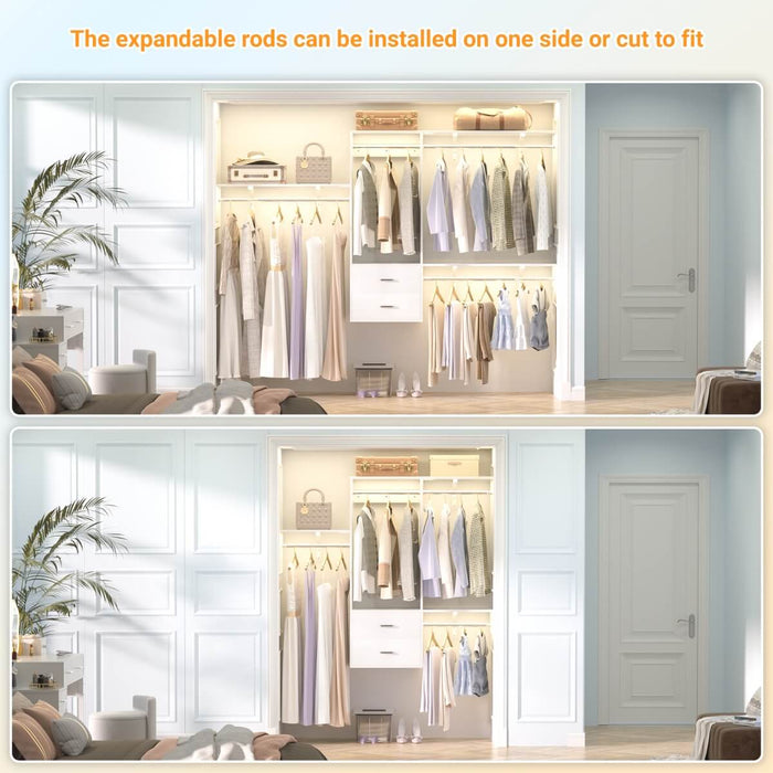 Wall Mounted Closet System with 2 Drawers, Adjustable